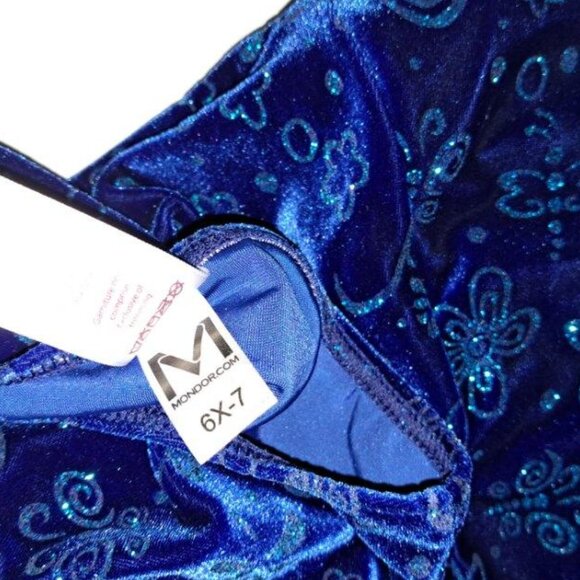 Mondor figure skating skate dress competition size 6x-7 blue, sleeves - Picture 3 of 5